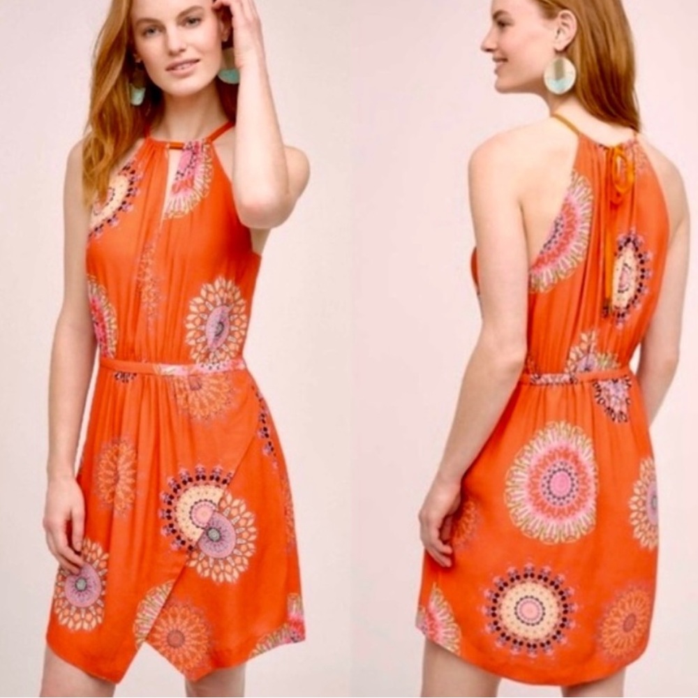 Anthropologie orange medallion dress